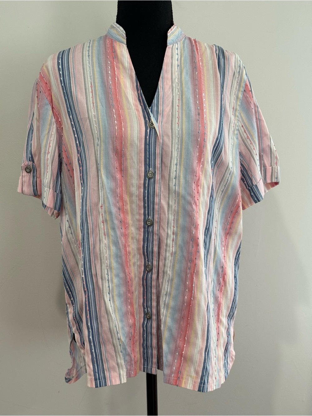 Alfred Dunner Multicolor Striped Button-Down Shirt
